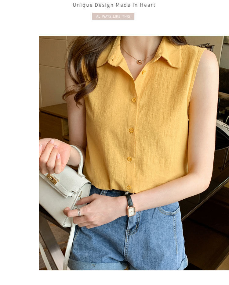Women's Blouse Sleeveless Blouses Button Casual Simple Style Simple Solid Color display picture 17