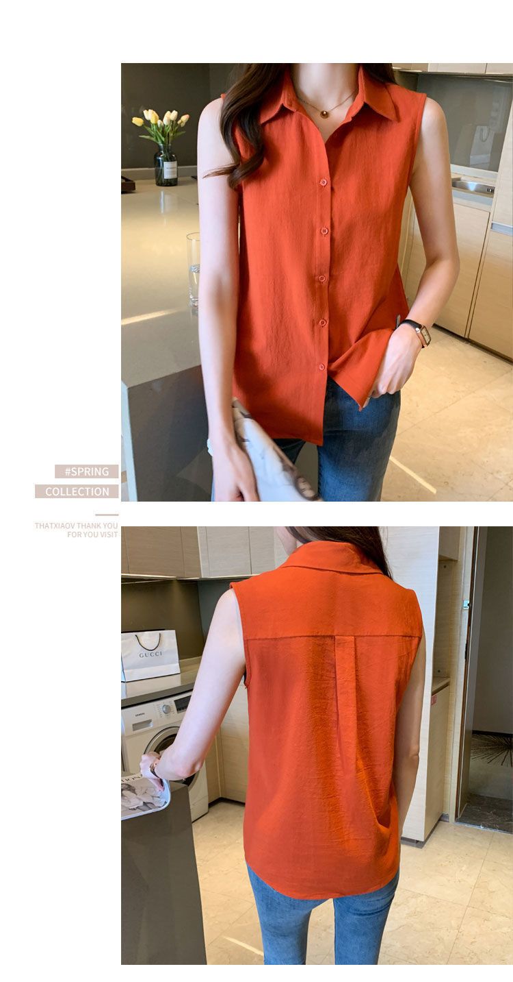 Women's Blouse Sleeveless Blouses Button Casual Simple Style Simple Solid Color display picture 18
