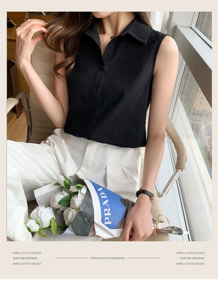 Women's Blouse Sleeveless Blouses Button Casual Simple Style Simple Solid Color display picture 16