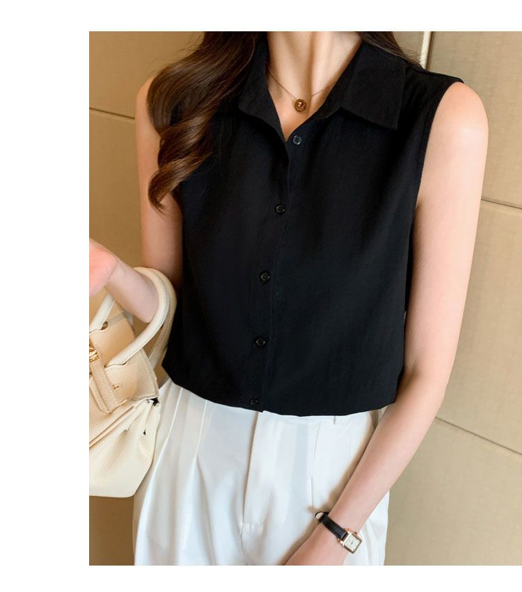 Women's Blouse Sleeveless Blouses Button Casual Simple Style Simple Solid Color display picture 1