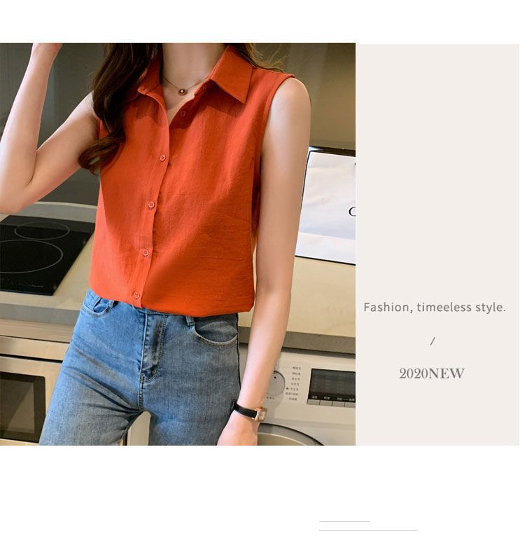 Women's Blouse Sleeveless Blouses Button Casual Simple Style Simple Solid Color display picture 8