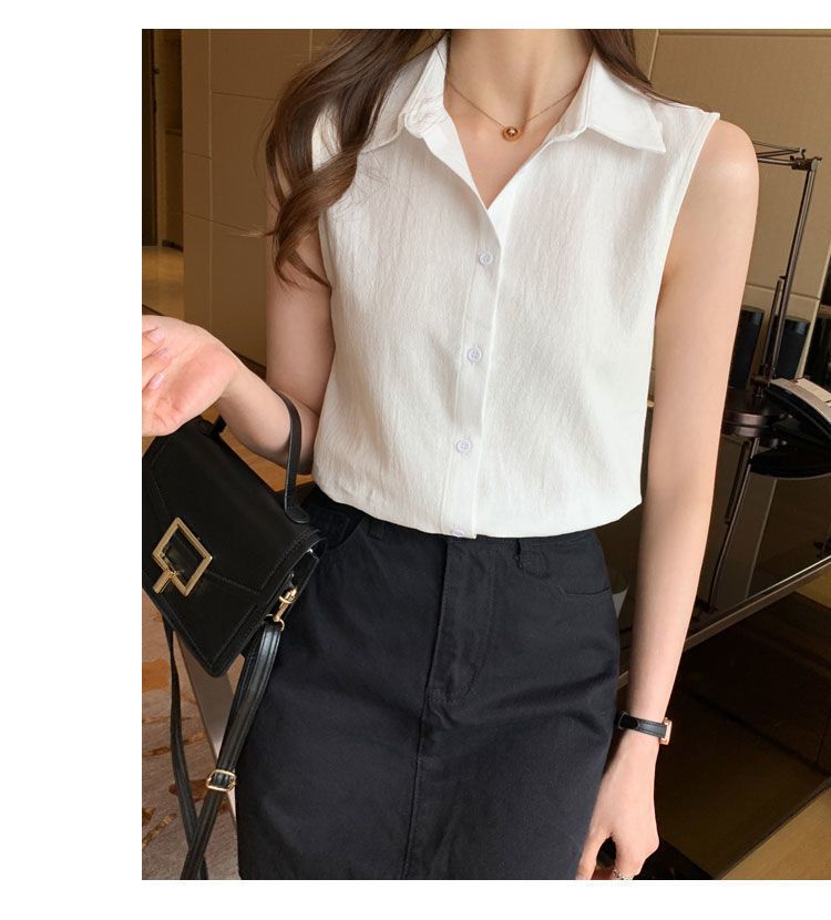 Women's Blouse Sleeveless Blouses Button Casual Simple Style Simple Solid Color display picture 3