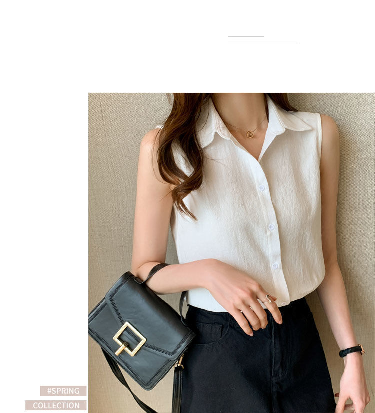 Women's Blouse Sleeveless Blouses Button Casual Simple Style Simple Solid Color display picture 12