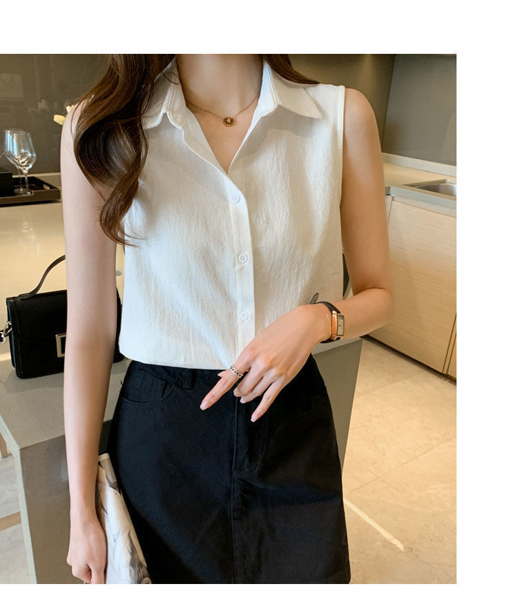 Women's Blouse Sleeveless Blouses Button Casual Simple Style Simple Solid Color display picture 9