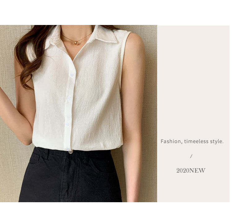 Women's Blouse Sleeveless Blouses Button Casual Simple Style Simple Solid Color display picture 2
