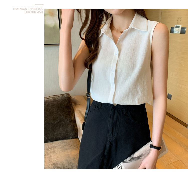 Women's Blouse Sleeveless Blouses Button Casual Simple Style Simple Solid Color display picture 7