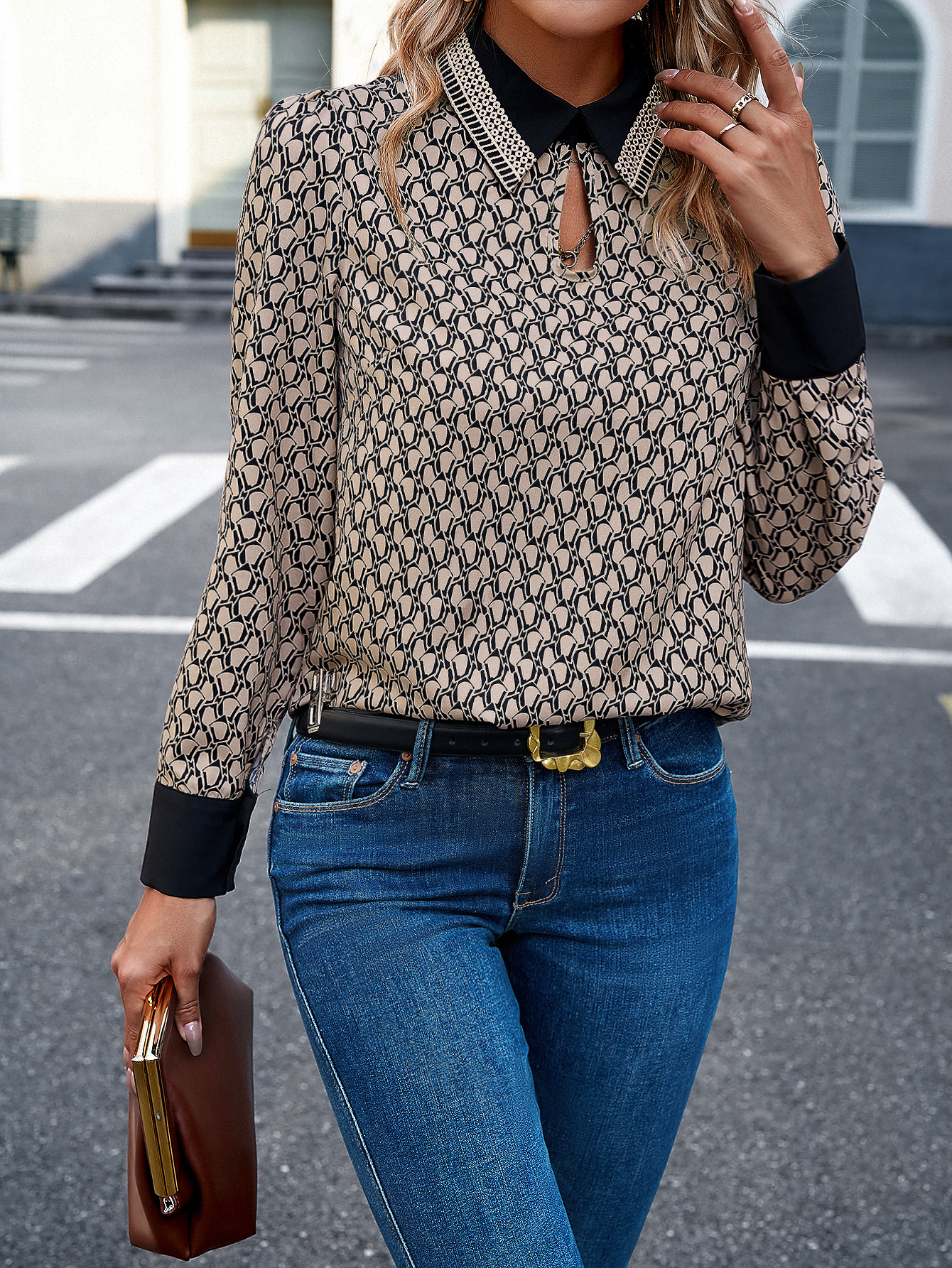 Women's Blouse Long Sleeve Blouses Printing Casual Vintage Style Geometric display picture 4