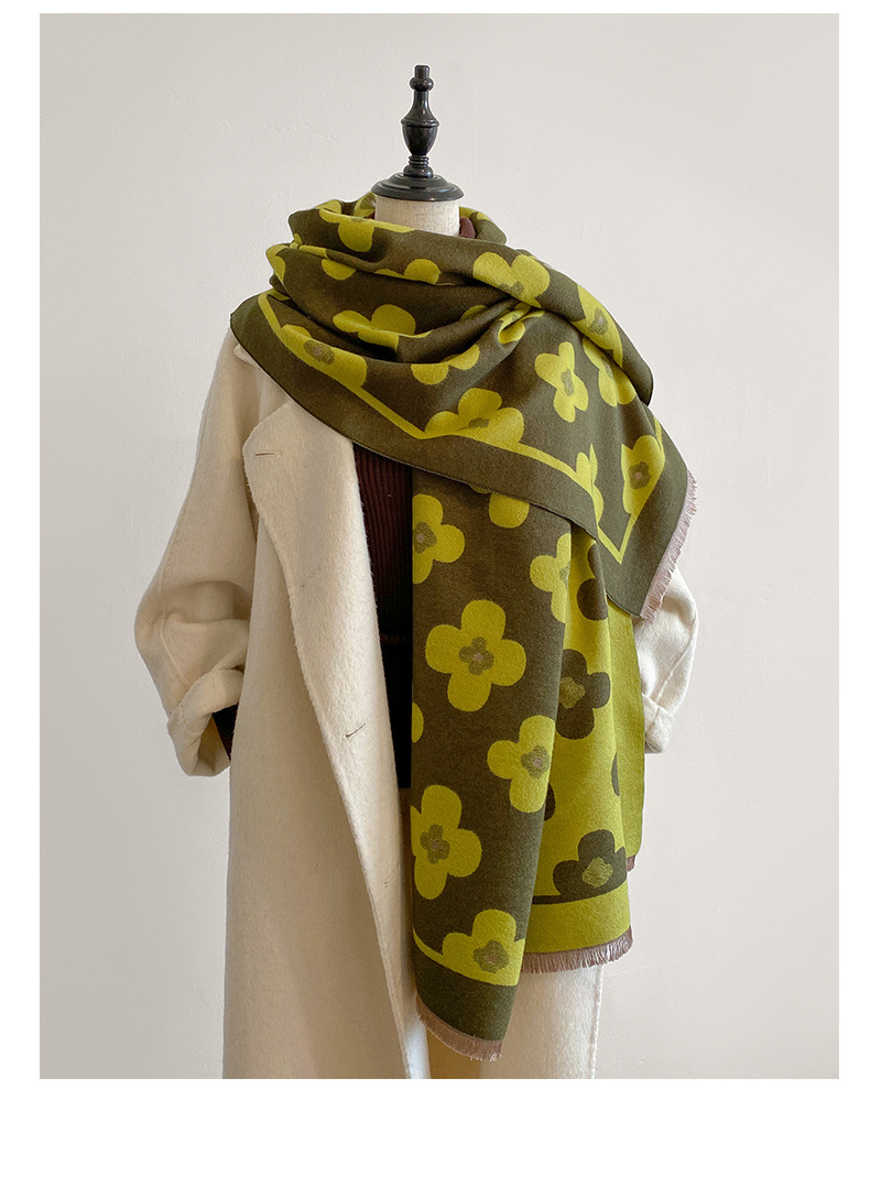 Women's Sweet Flower Imitation Cashmere Scarf display picture 9