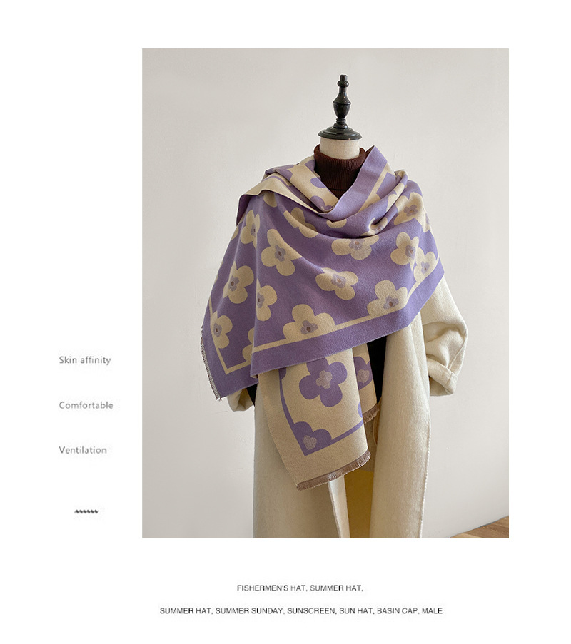 Women's Sweet Flower Imitation Cashmere Scarf display picture 4