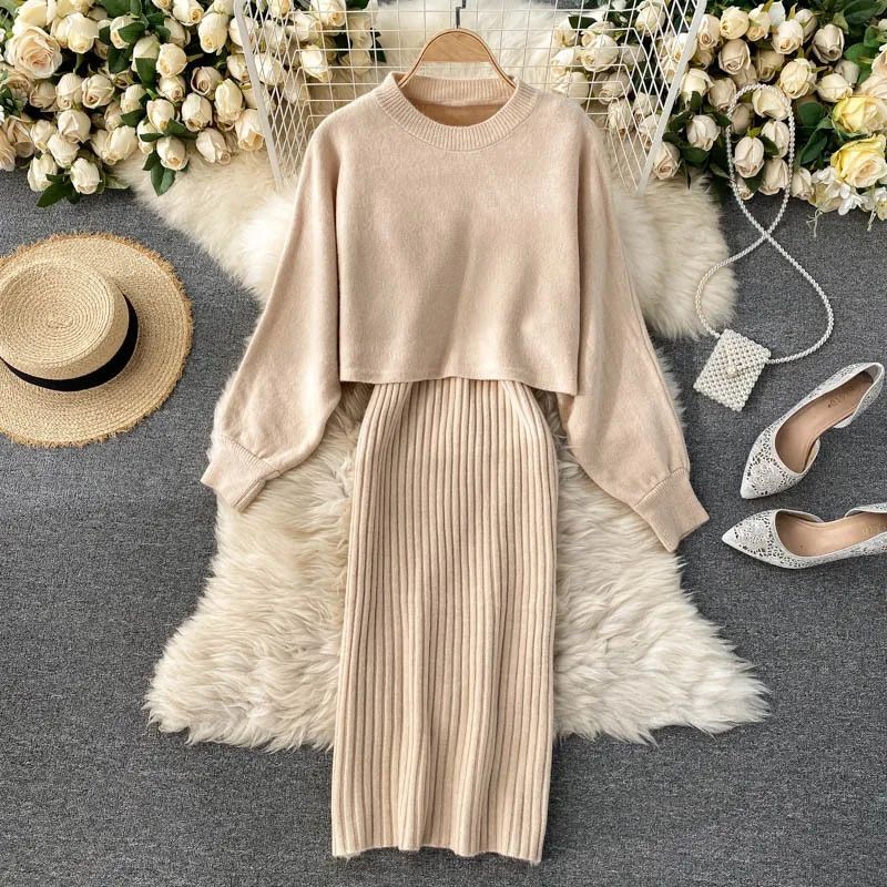 Outdoor Daily Women's Simple Style Simple Solid Color Cotton Knit Skirt Sets Skirt Sets display picture 6