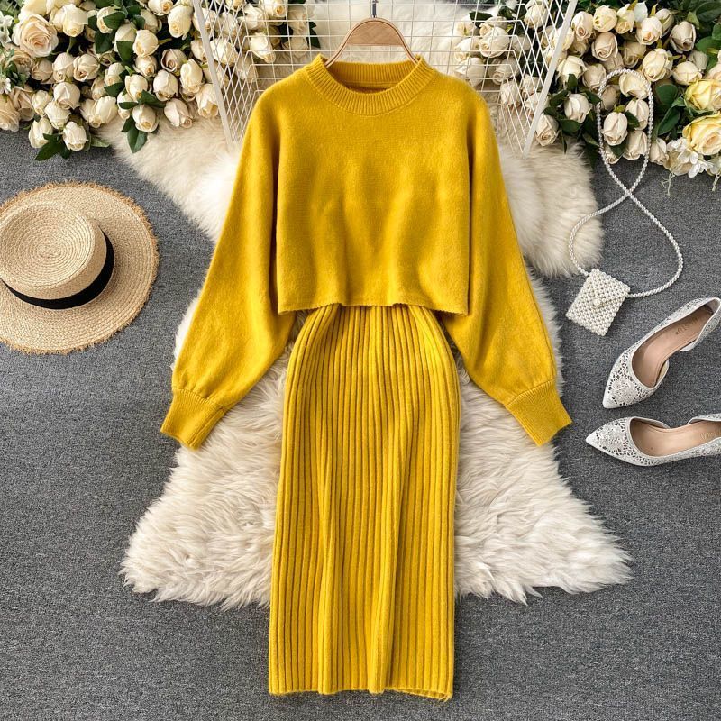 Outdoor Daily Women's Simple Style Simple Solid Color Cotton Knit Skirt Sets Skirt Sets display picture 8
