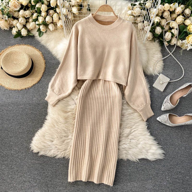 Outdoor Daily Women's Simple Style Simple Solid Color Cotton Knit Skirt Sets Skirt Sets display picture 3