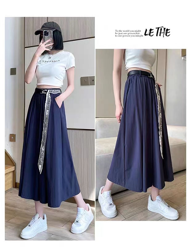 Women's Weekend Daily Casual Simple Style Simple Solid Color Calf-length Pocket Belt Casual Pants display picture 4