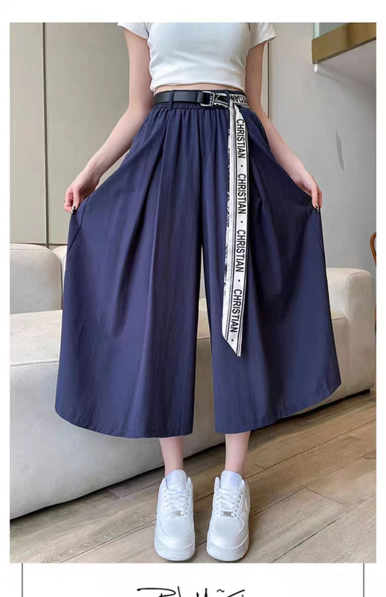 Women's Weekend Daily Casual Simple Style Simple Solid Color Calf-length Pocket Belt Casual Pants display picture 8