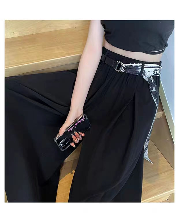 Women's Weekend Daily Casual Simple Style Simple Solid Color Calf-length Pocket Belt Casual Pants display picture 5