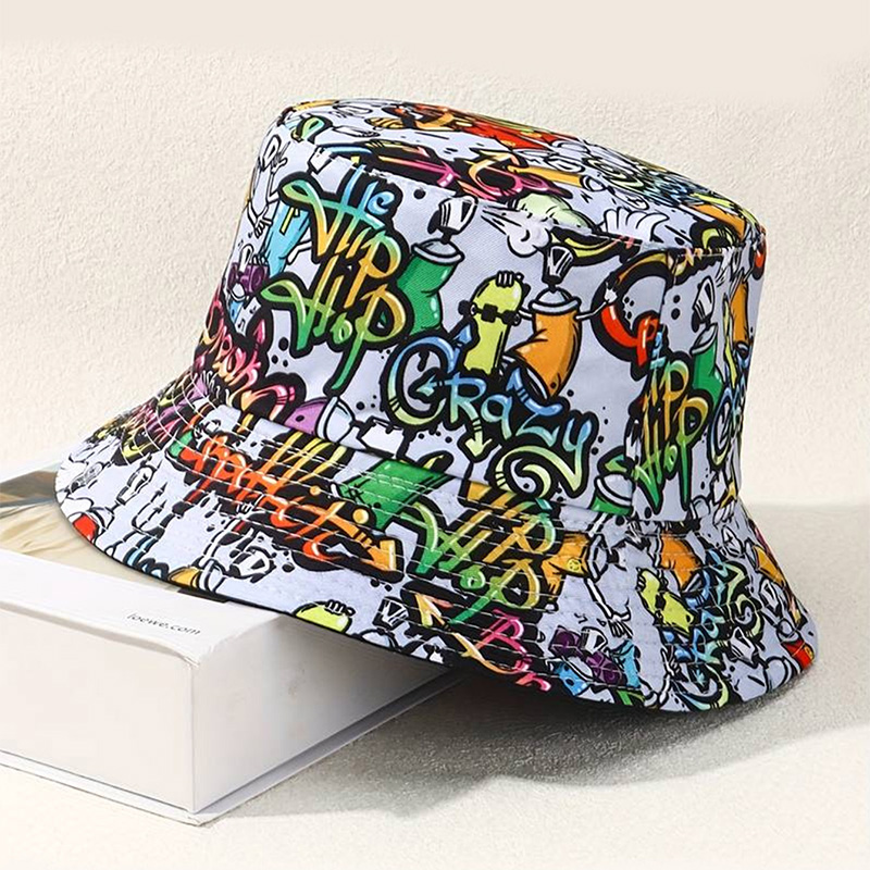 Unisex Elegant Streetwear Graffiti Printing And Dyeing Big Eaves Bucket Hat display picture 4