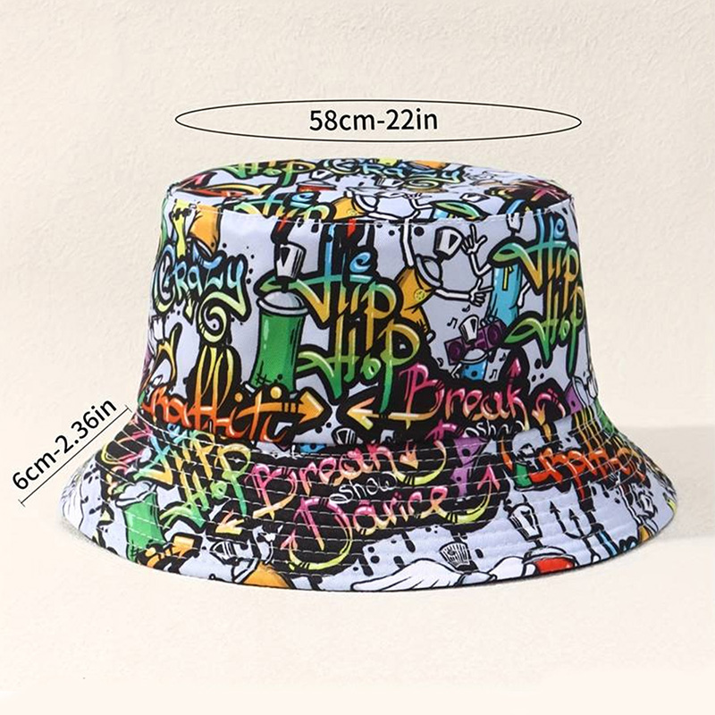 Unisex Elegant Streetwear Graffiti Printing And Dyeing Big Eaves Bucket Hat display picture 2
