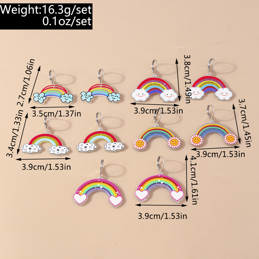 Wholesale Jewelry Simple Style Classic Style Rainbow Plastic Zinc Alloy Printing Drop Earrings display picture 2