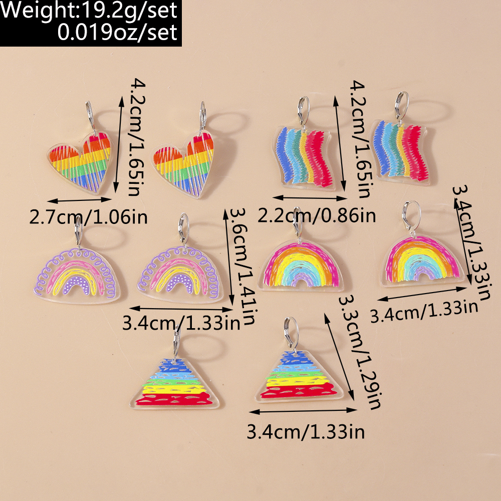 Bijoux En Gros Style Simple Style Classique Arc-en-ciel Plastique Alliage De Zinc Impression Boucles D'oreilles display picture 1