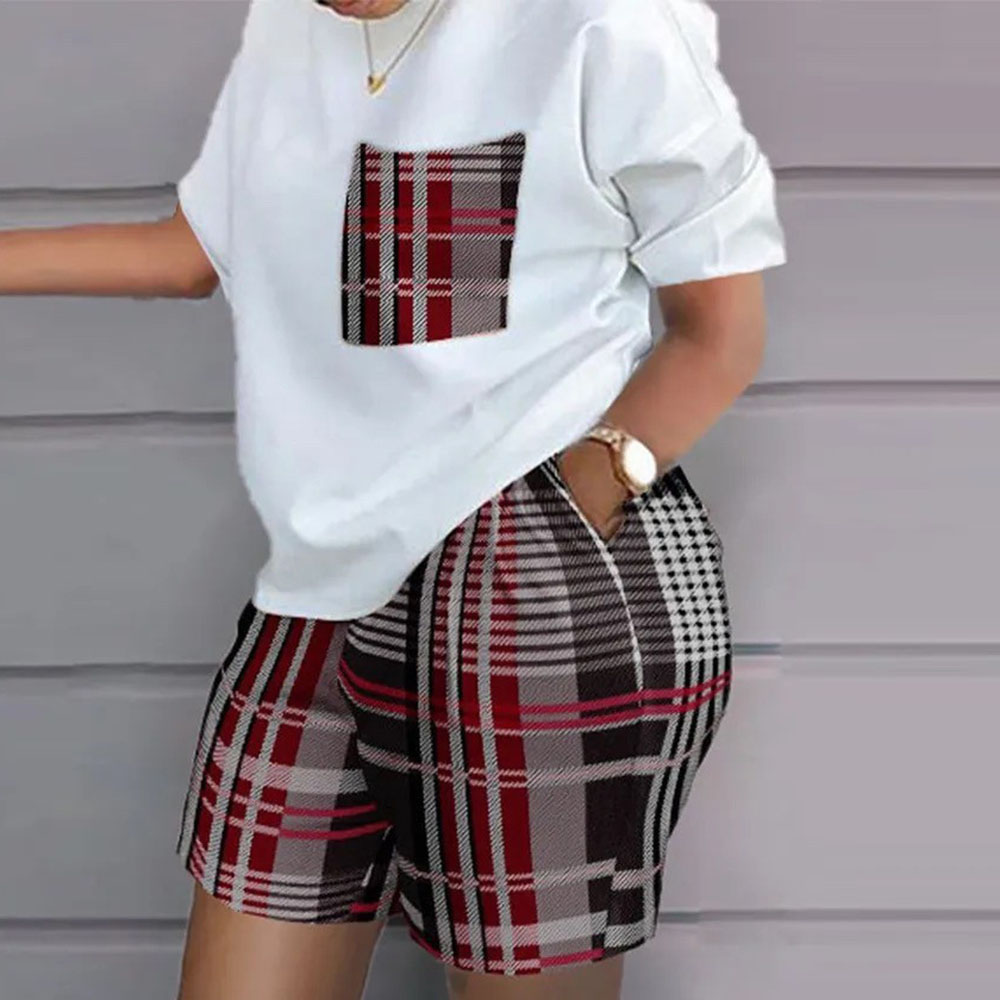 Women's Casual Basic Letter Tartan Polyester Shorts Sets display picture 1