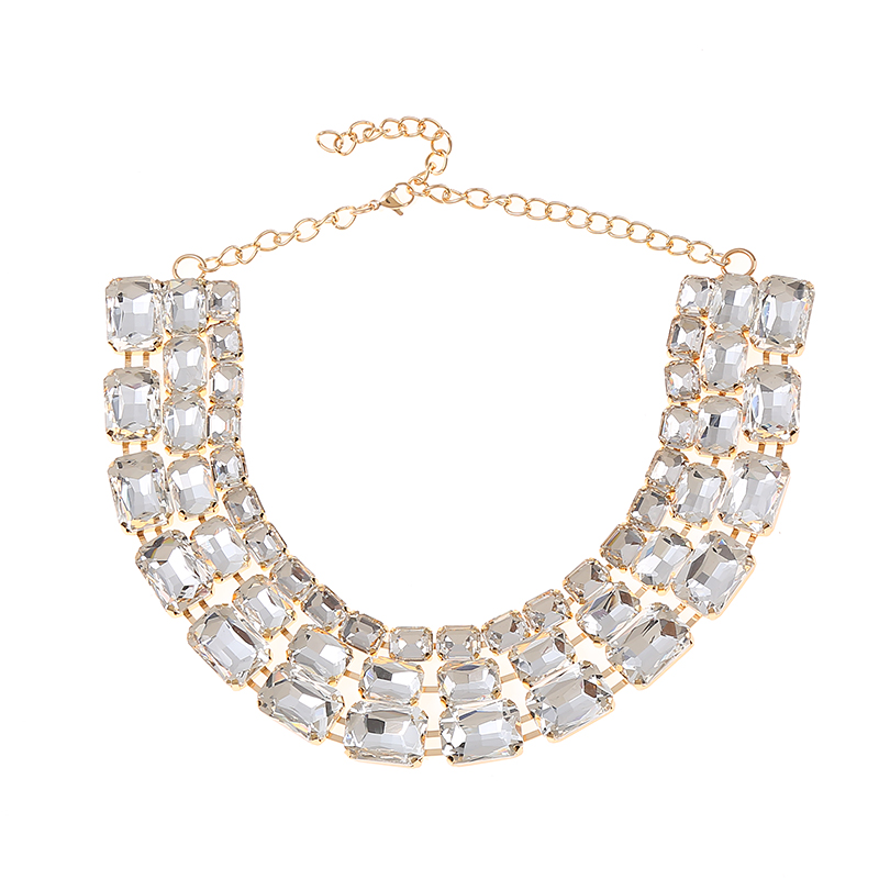 Dame Couleur Unie Alliage Incruster Strass Plaqué Or Femmes Collier display picture 6