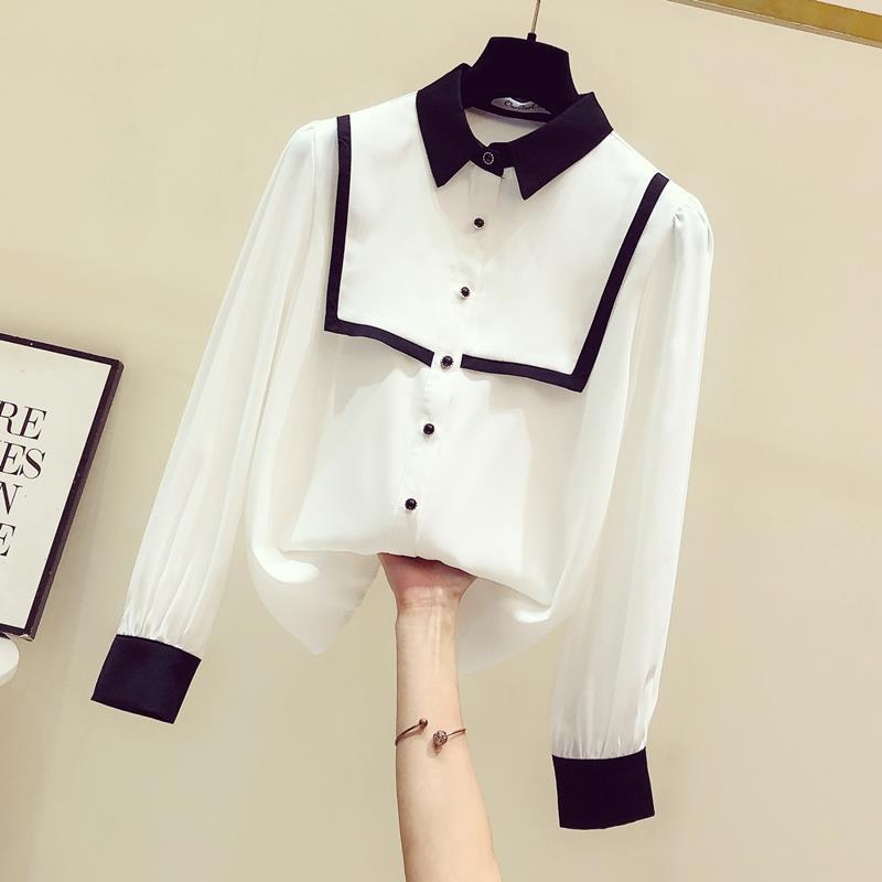 Women's Blouse Long Sleeve Blouses Button Casual Color Block display picture 4