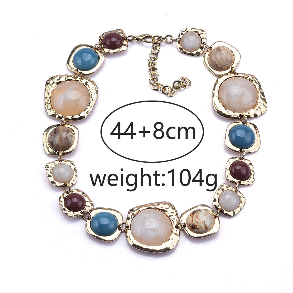 Retro Geometric Alloy Stone Plating Women's Bracelets Necklace display picture 2