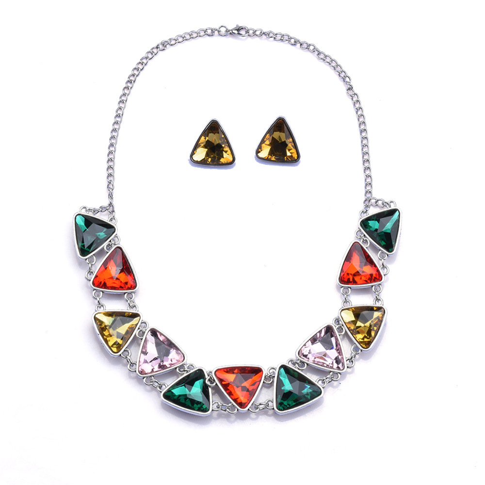 Retro Geometric Alloy Plating Inlay Zircon Women's Earrings Necklace display picture 2