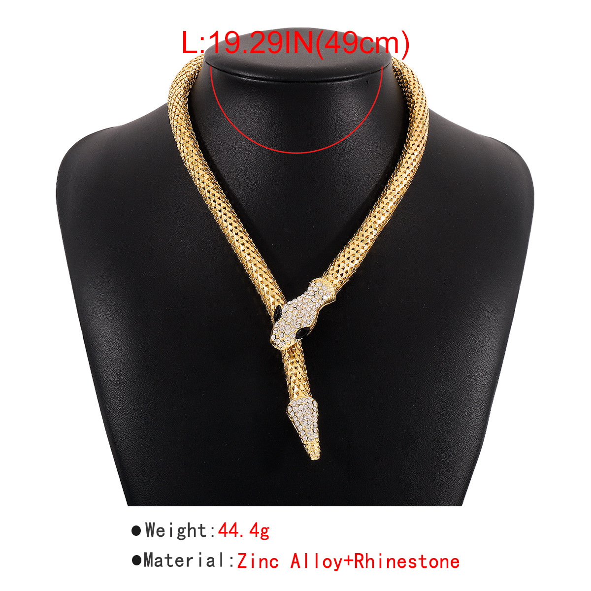 Wholesale Jewelry Exaggerated Punk Snake Alloy Rhinestones Irregular Necklace display picture 1