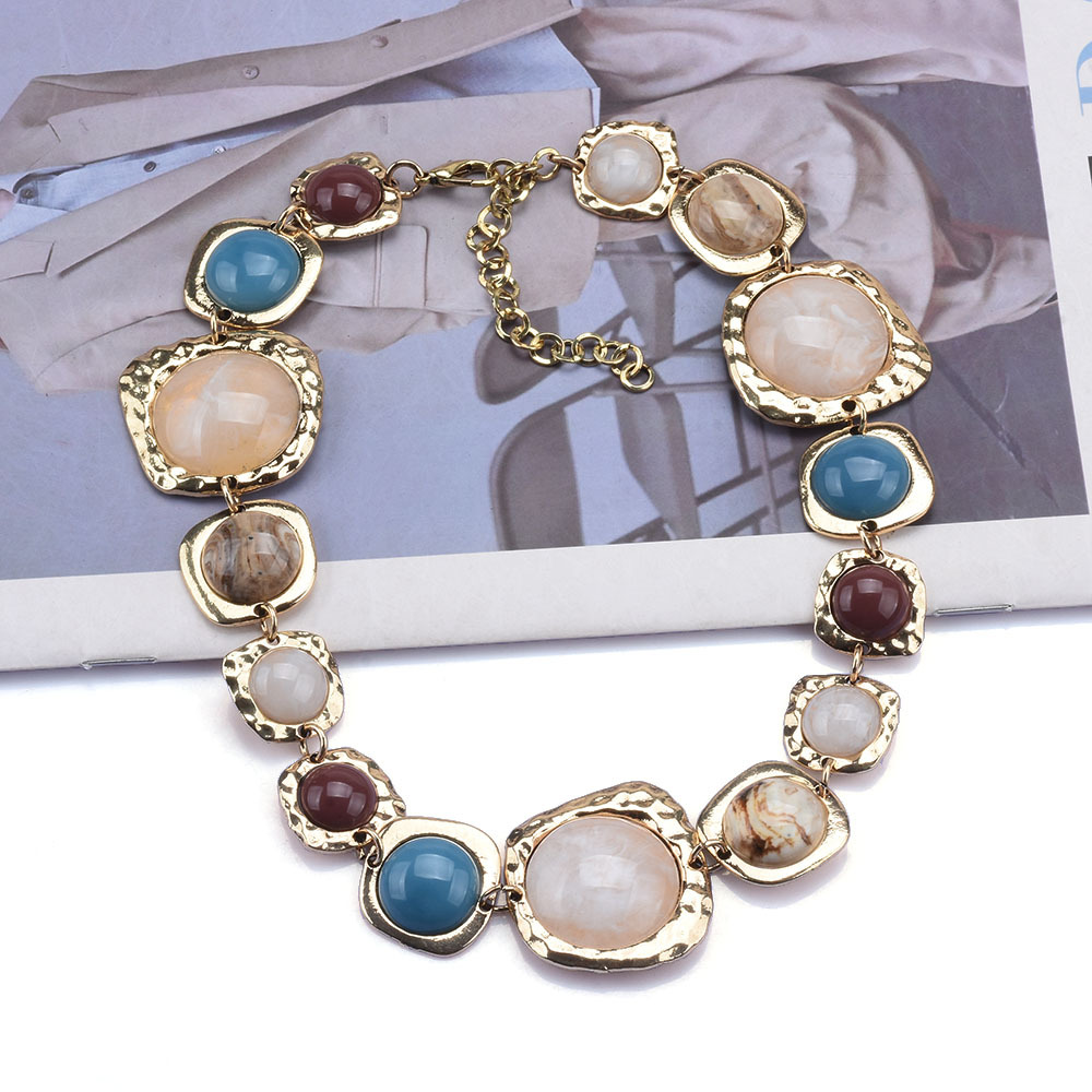 Retro Geometric Alloy Stone Plating Women's Bracelets Necklace display picture 5