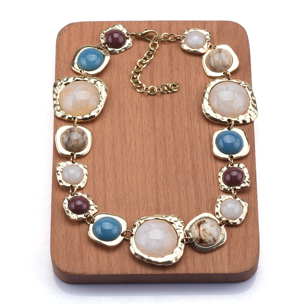 Retro Geometric Alloy Stone Plating Women's Bracelets Necklace display picture 8
