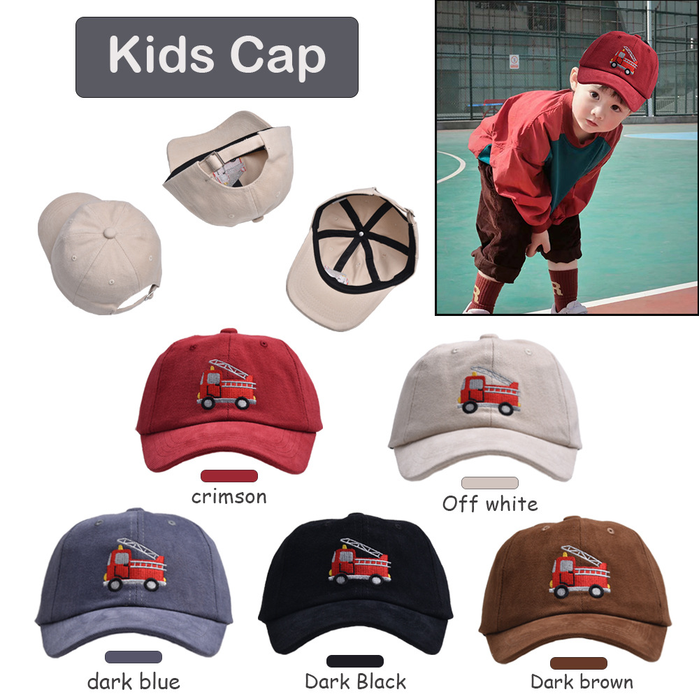 Children Unisex Cartoon Style Fire Truck Embroidery Baseball Cap display picture 3