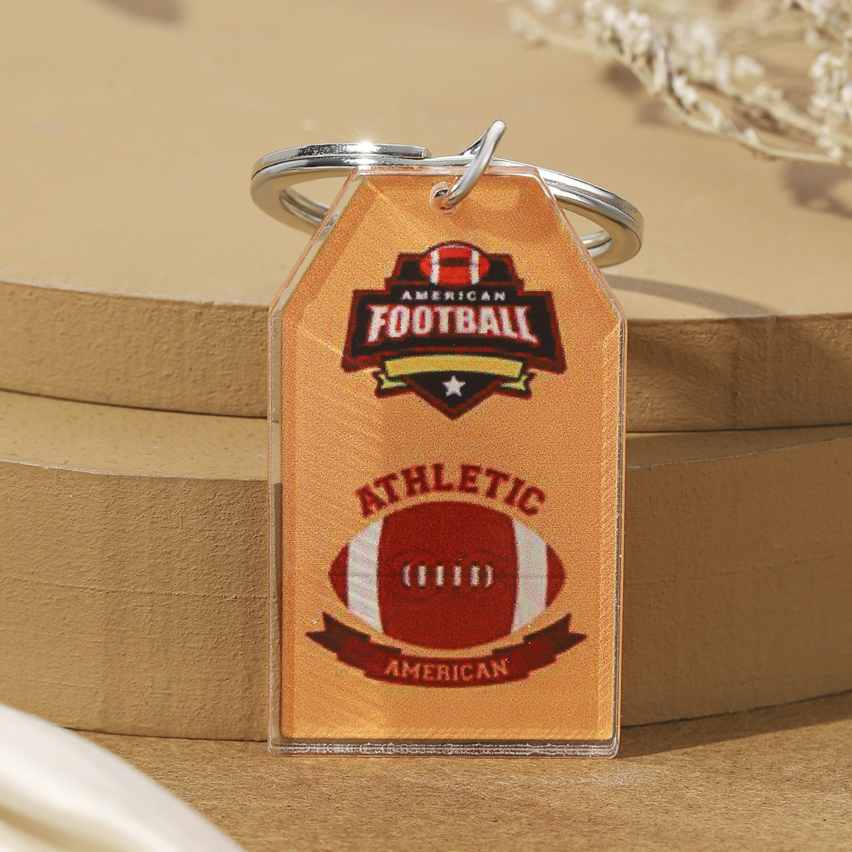 Hawaiian Ball Football Arylic Printing Plating Silver Plated Super Bowl Bag Pendant Keychain display picture 30