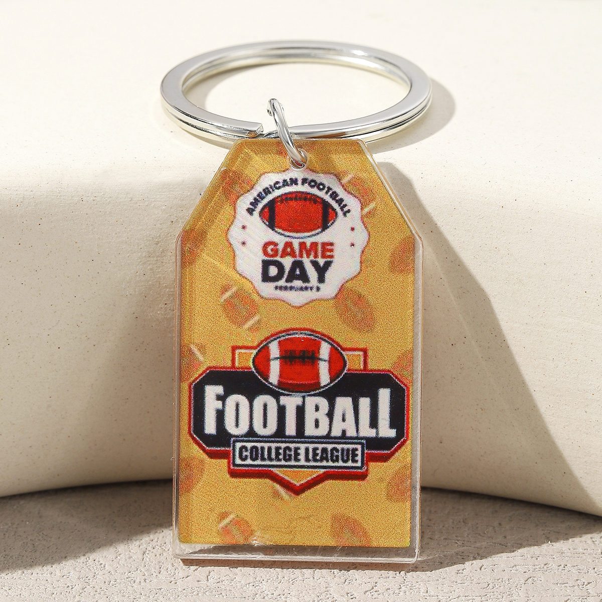 Hawaiian Ball Football Arylic Printing Plating Silver Plated Super Bowl Bag Pendant Keychain display picture 13