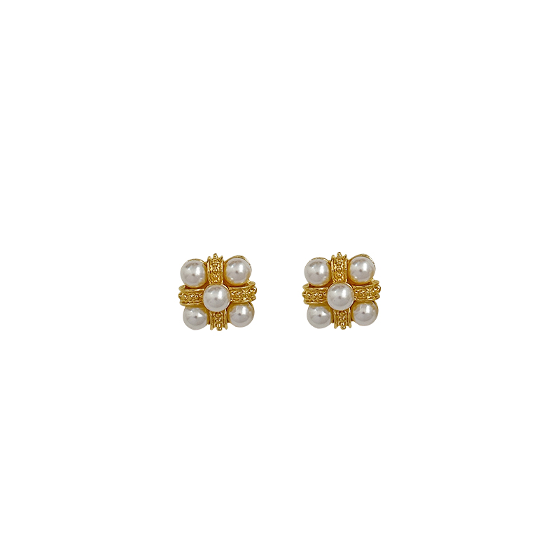 1 Paire Style Simple Géométrique Placage Perle D'imitation Alliage Perles Artificielles Boucles D'oreilles display picture 8