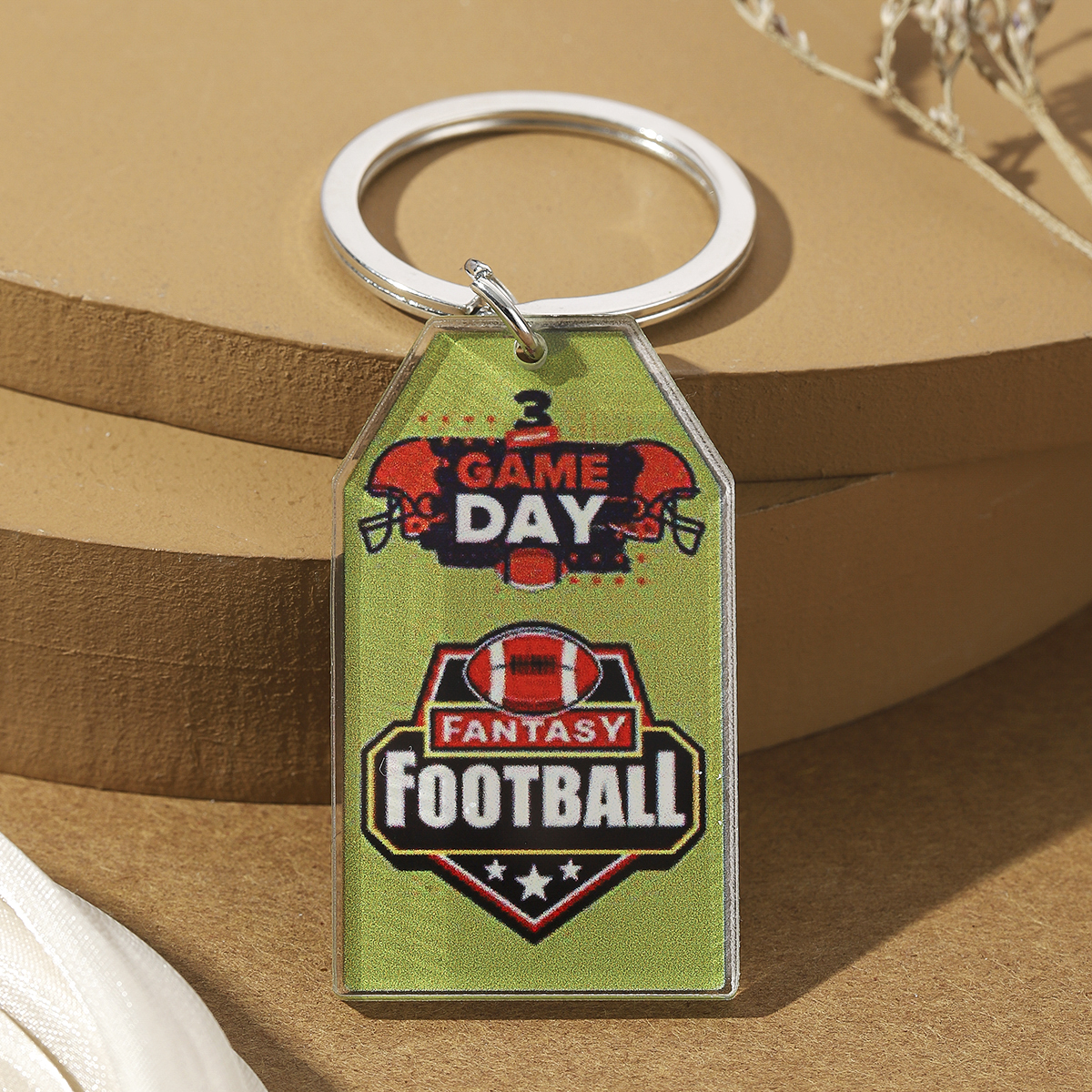 Hawaiian Ball Football Arylic Printing Plating Silver Plated Super Bowl Bag Pendant Keychain display picture 10