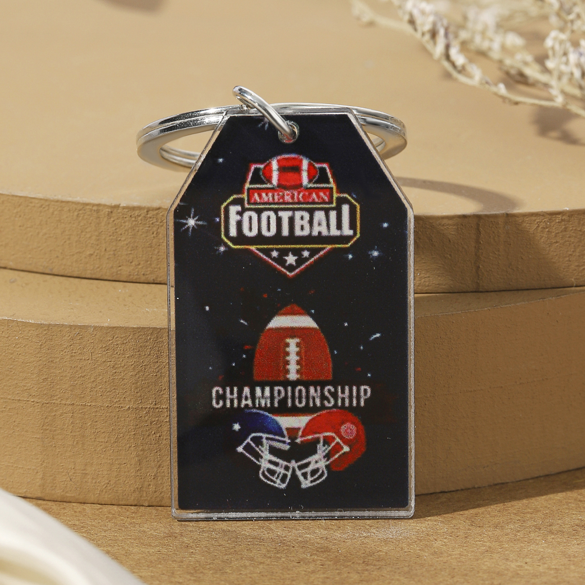 Hawaiian Ball Football Arylic Printing Plating Silver Plated Super Bowl Bag Pendant Keychain display picture 28