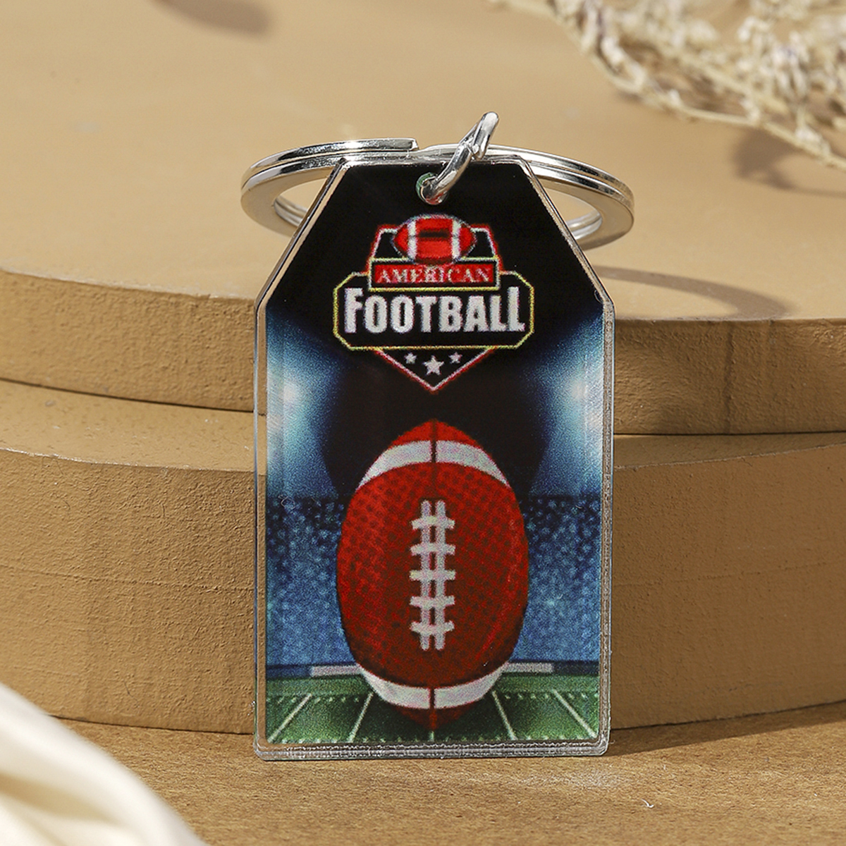 Hawaiian Ball Football Arylic Printing Plating Silver Plated Super Bowl Bag Pendant Keychain display picture 18