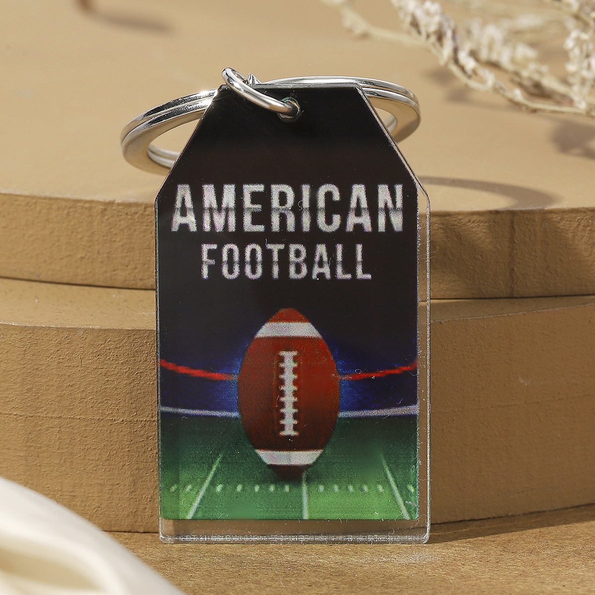 Hawaiian Ball Football Arylic Printing Plating Silver Plated Super Bowl Bag Pendant Keychain display picture 22