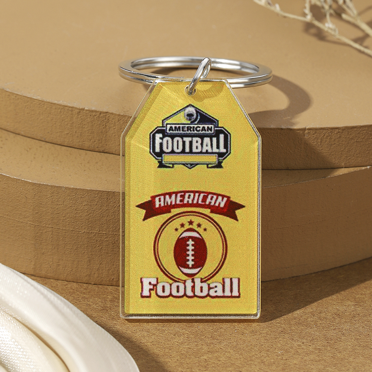 Hawaiian Ball Football Arylic Printing Plating Silver Plated Super Bowl Bag Pendant Keychain display picture 19