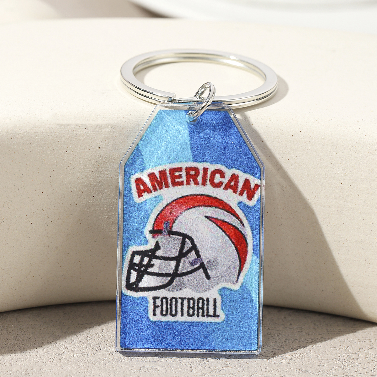 Hawaiian Ball Football Arylic Printing Plating Silver Plated Super Bowl Bag Pendant Keychain display picture 8