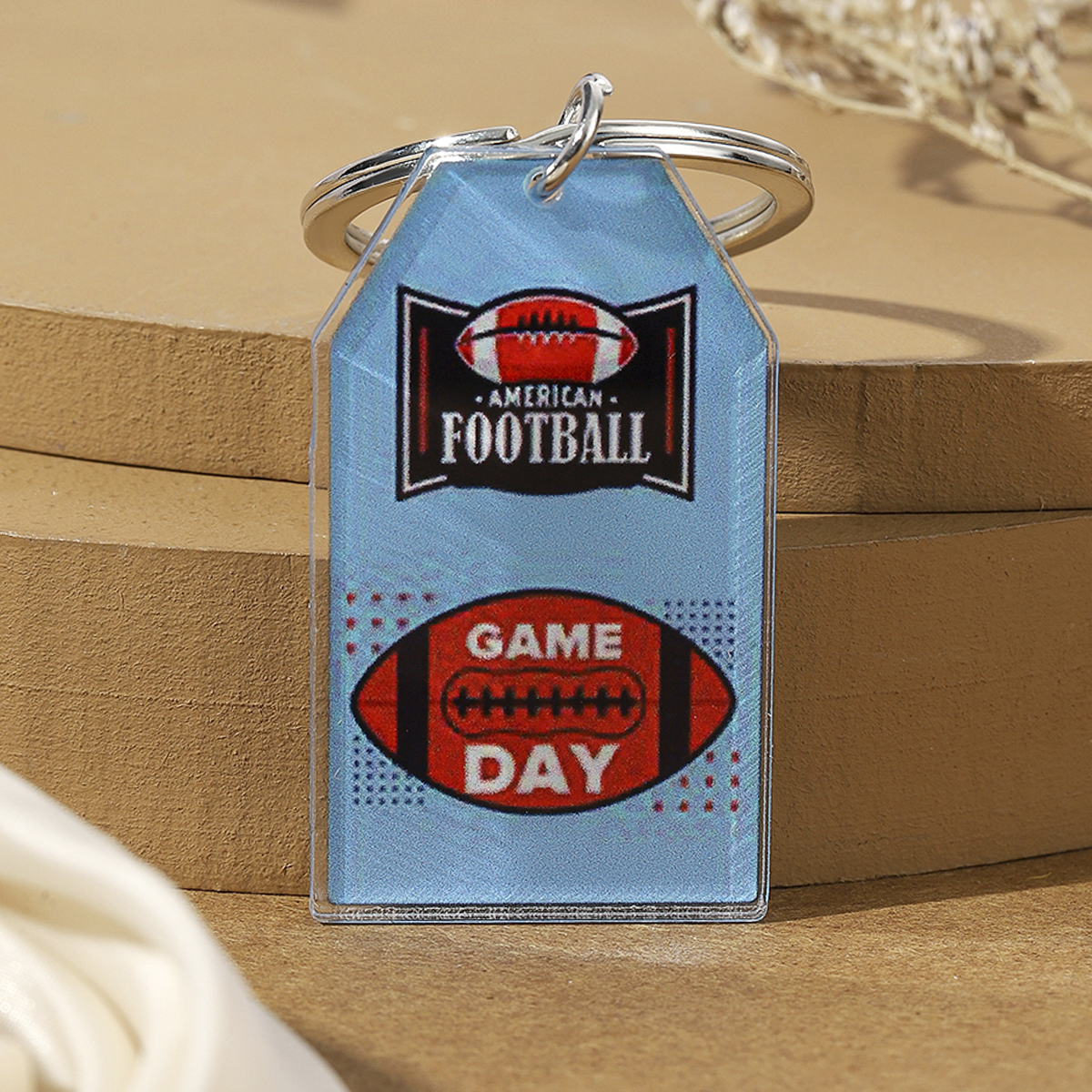 Hawaiian Ball Football Arylic Printing Plating Silver Plated Super Bowl Bag Pendant Keychain display picture 15