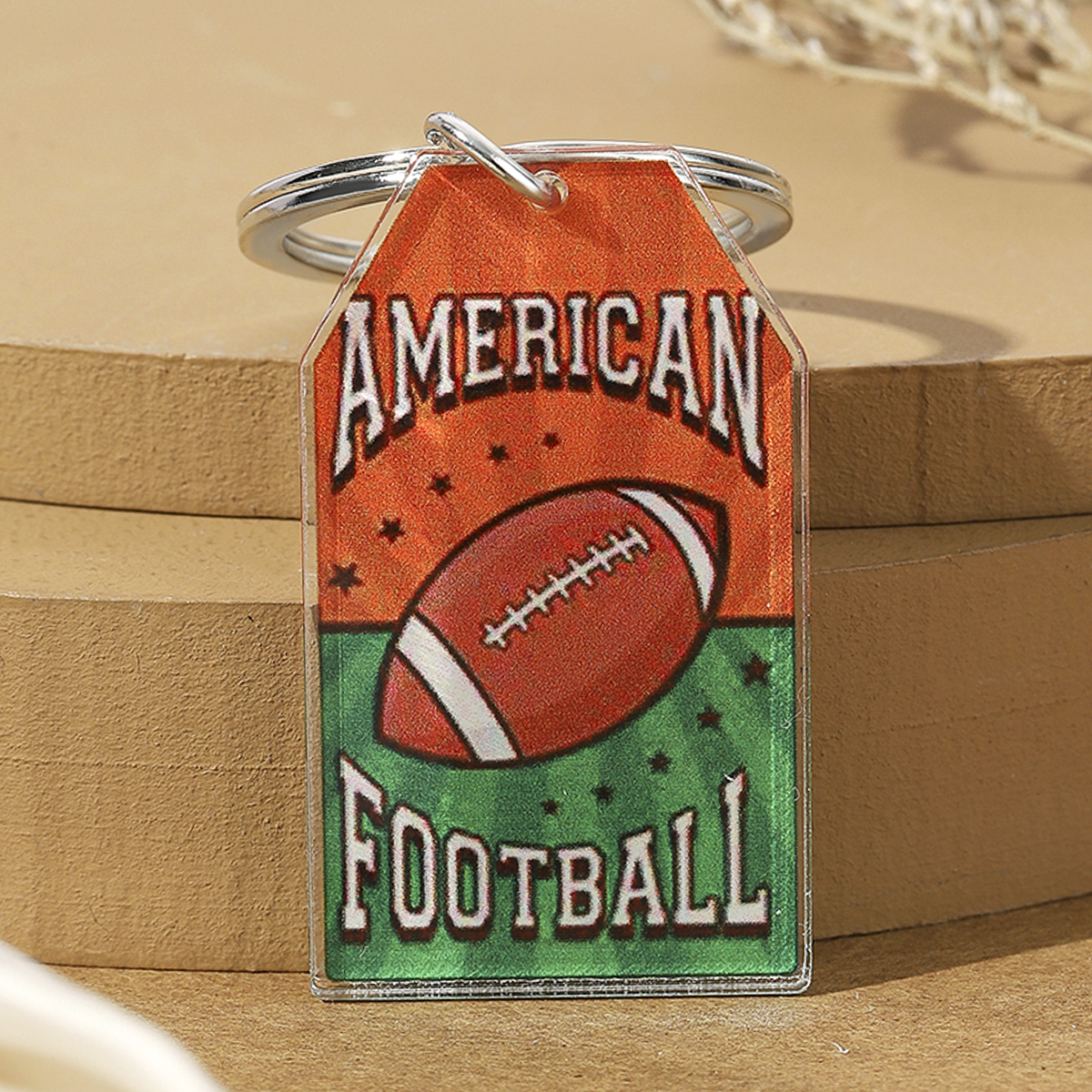 Hawaiian Ball Football Arylic Printing Plating Silver Plated Super Bowl Bag Pendant Keychain display picture 17