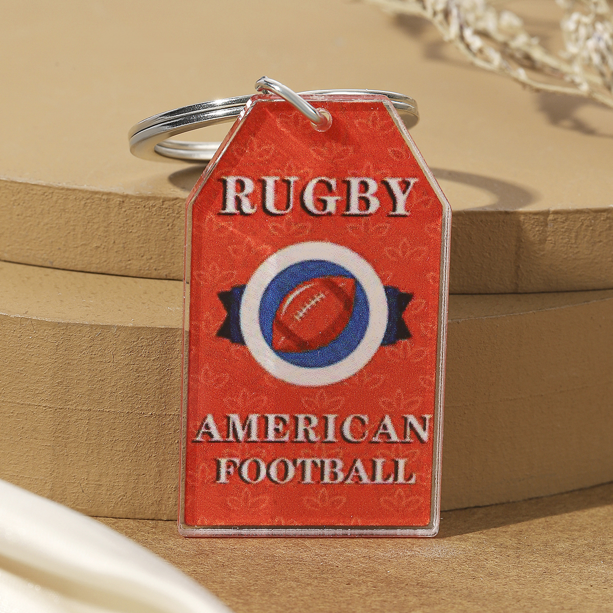 Hawaiian Ball Football Arylic Printing Plating Silver Plated Super Bowl Bag Pendant Keychain display picture 26