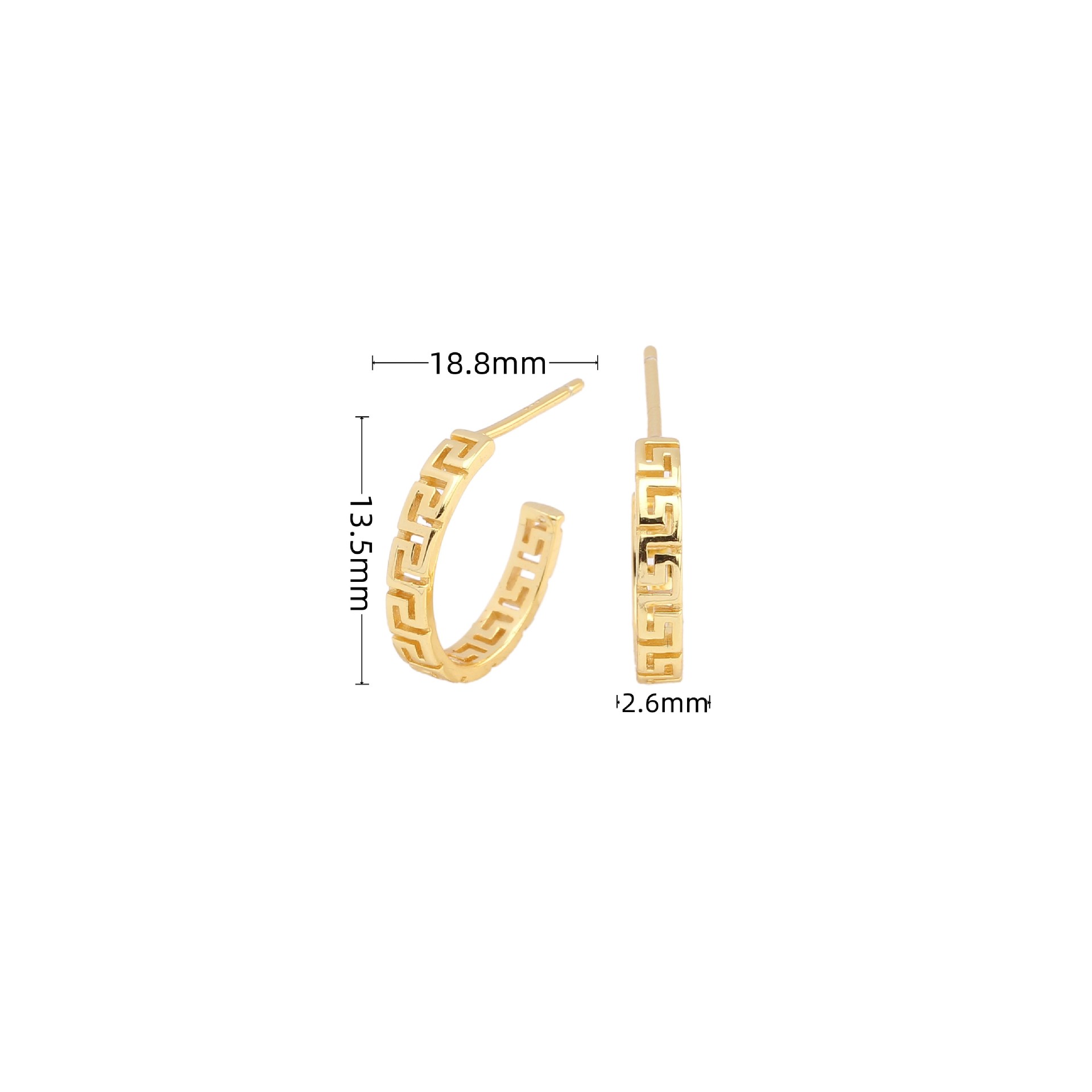 1 Pair Simple Style Solid Color Plating Sterling Silver Gold Plated Ear Studs display picture 2