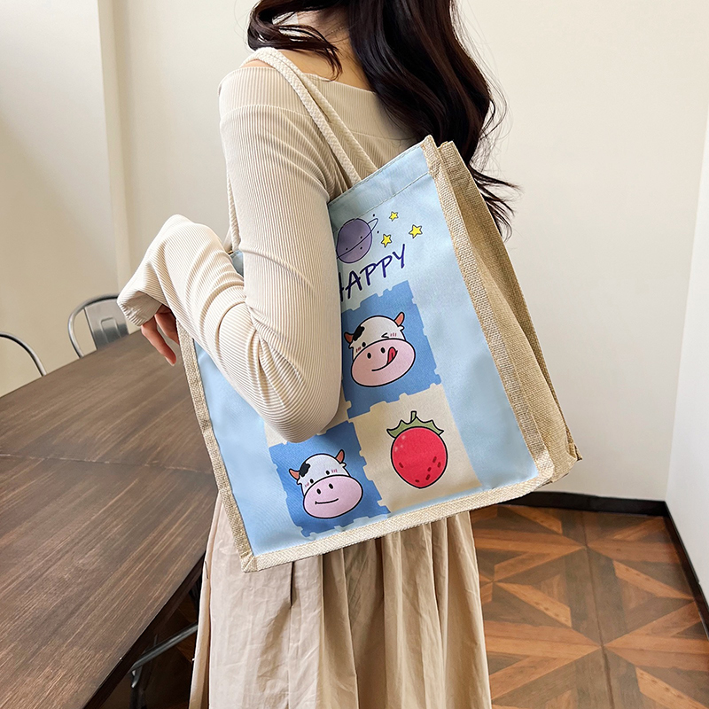 Women's Linen Cartoon Classic Style Square Zipper Handbag display picture 20