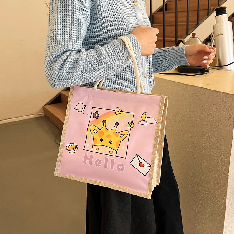 Women's Linen Cartoon Classic Style Square Zipper Handbag display picture 6