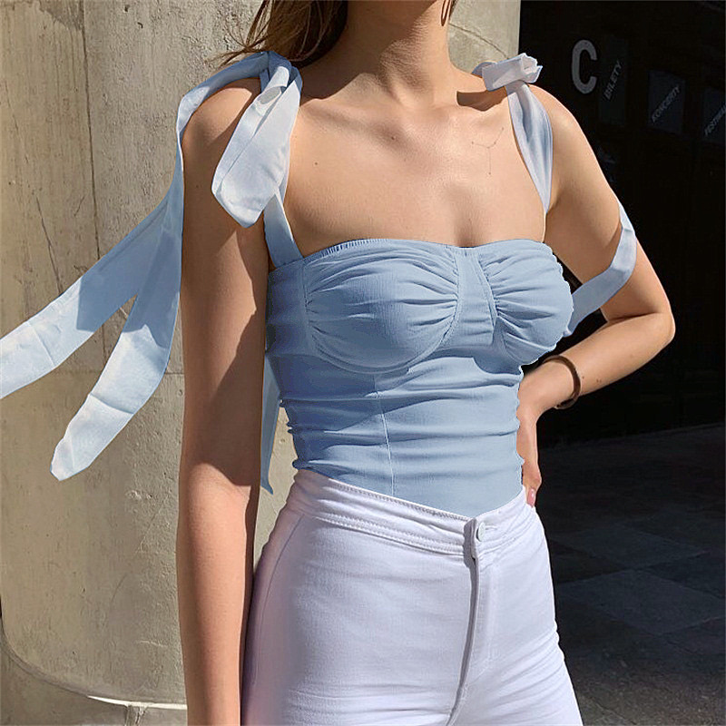 Women's Wrap Crop Top Tank Tops Streetwear Solid Color display picture 2