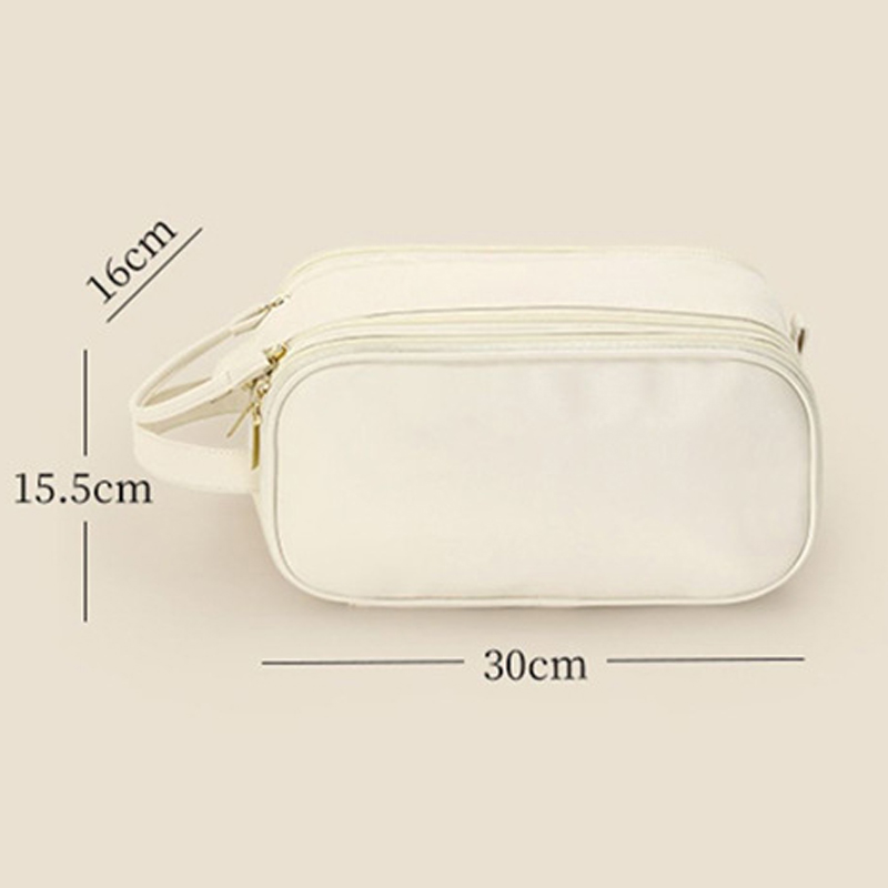 Women's Pu Leather Solid Color Classic Style Oval Zipper Cosmetic Bag Travel Bag Wash Bag display picture 1
