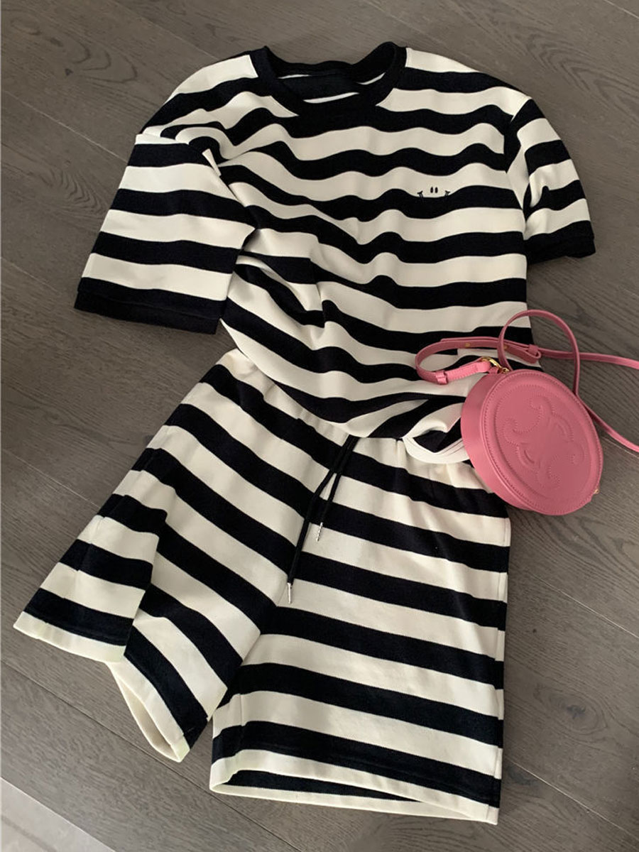 Daily Women's Casual Stripe Polyester Shorts Sets Shorts Sets display picture 8